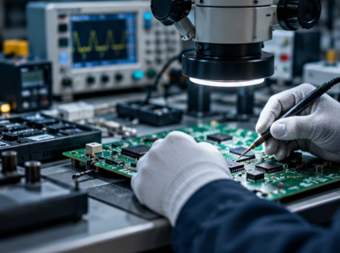 Electronic circuit board inspection and repair under a microscope