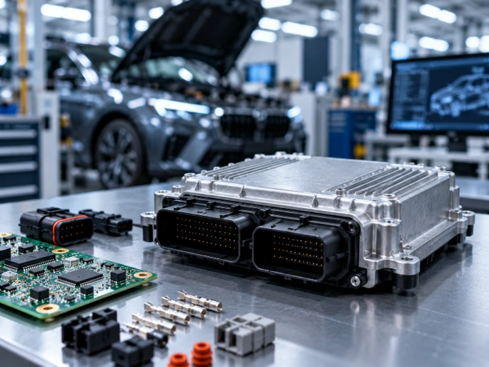Automotive electronic control unit and circuit board in a vehicle electronics workshop